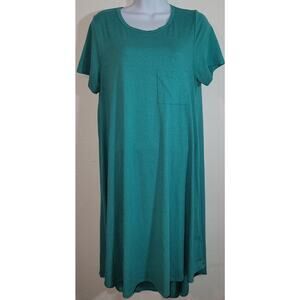 LulaRoe Green Marled Hi Low Midi A-Line Dress Medium Short Sleeves Soft
